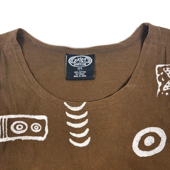 Exist Sports Line T-Shirt Dress Size Large Brown Fish Print Used Vintage 90s - Picture 3 of 4